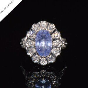 GIA Certified Natural 4CTS VS F Diamond No Heat Violet Sapphire 18K Gold Ring